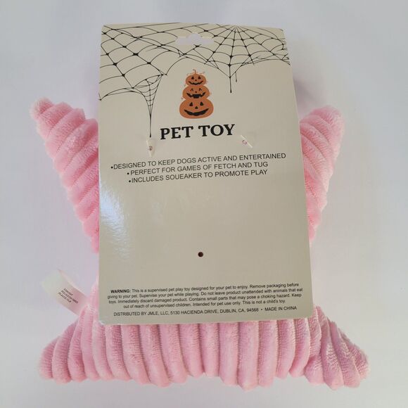 Pink Smiling Ghost Boo Plush Dog Pet Toy Summerween Spooky Halloween Squeaks 7" - Picture 2 of 7